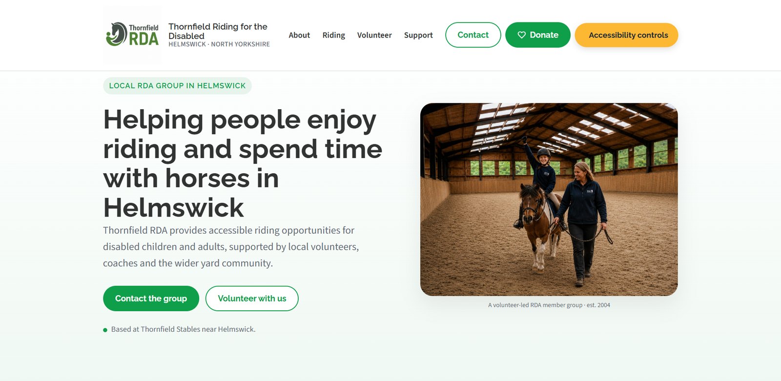 Thornfield RDA demo — desktop homepage hero